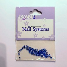 Nail art Glitterstones Blue, ronde diamantjes