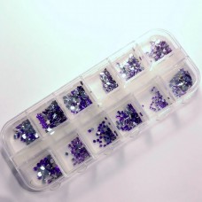 Glitterstone set 12 shapes Purple